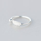 Silver Cute Feather Ring, Women's Jewelry