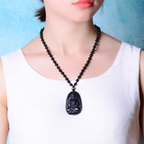 Black Lucky Stone Necklace, Women/Men's  Jewelry