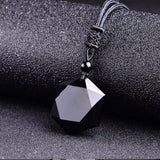 Black Lucky Stone Necklace, Women/Men's  Jewelry