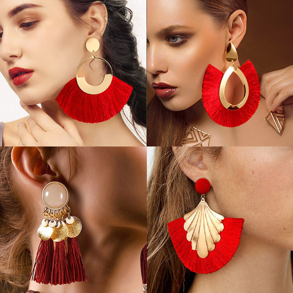 Big Tassel Dangle Drop Earrings for Women