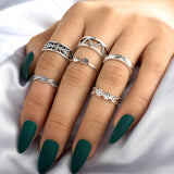 Silver Vintage Rings Set, Women's Jewelry