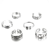 Silver Vintage Rings Set, Women's Jewelry