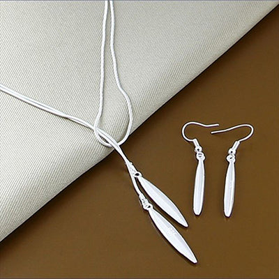 Silver Simple Necklace Earrings Sets, Women's  Jewelry