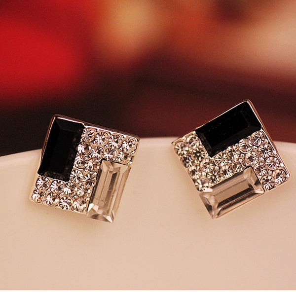 Square Gemstone Earrings, Women's Jewelry