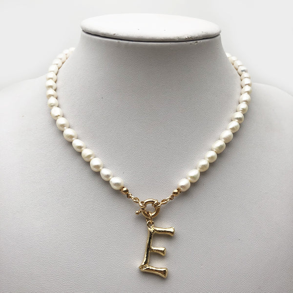 Pearl Necklace & Alphabet Pendant, Women's  Jewelry