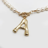 Pearl Necklace & Alphabet Pendant, Women's  Jewelry