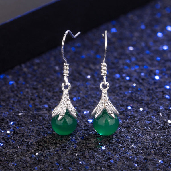 Long Gemstone Drop Earrings, Women's Jewelry