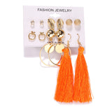 Boho Colorful Big Drop Earring Set, Women's Jewelry