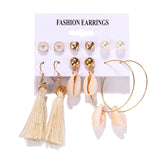 Boho Colorful Big Drop Earring Set, Women's Jewelry