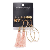 Boho Colorful Big Drop Earring Set, Women's Jewelry