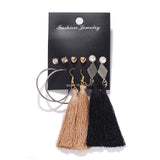 Boho Colorful Big Drop Earring Set, Women's Jewelry