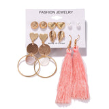 Boho Colorful Big Drop Earring Set, Women's Jewelry