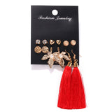 Boho Colorful Big Drop Earring Set, Women's Jewelry