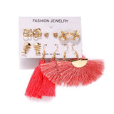 Boho Colorful Big Drop Earring Set, Women's Jewelry