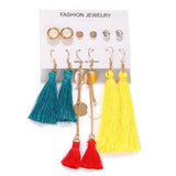 Boho Colorful Big Drop Earring Set, Women's Jewelry