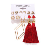 Boho Colorful Big Drop Earring Set, Women's Jewelry