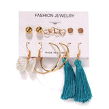 Boho Colorful Big Drop Earring Set, Women's Jewelry