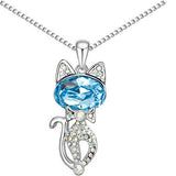 Crystal Cat Pendant Necklace, Women's Jewelry
