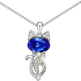 Crystal Cat Pendant Necklace, Women's Jewelry