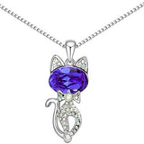 Crystal Cat Pendant Necklace, Women's Jewelry