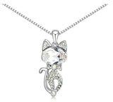 Crystal Cat Pendant Necklace, Women's Jewelry