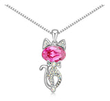 Crystal Cat Pendant Necklace, Women's Jewelry