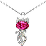 Crystal Cat Pendant Necklace, Women's Jewelry