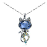 Crystal Cat Pendant Necklace, Women's Jewelry